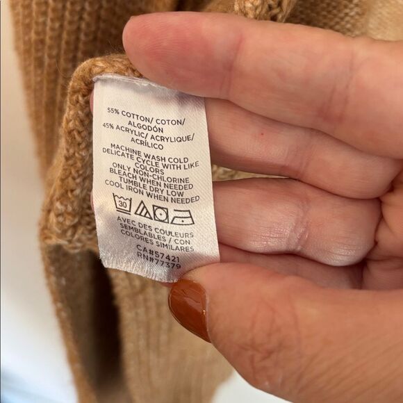 Ann Taylor Knit long Camel Knit Womens vest size XL brown layering fall sweater - Picture 7 of 9